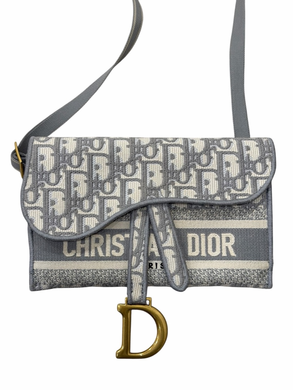 Christian Dior Oblique Saddle Belt Bag Grey Jacquard Crossbody Waist Bag